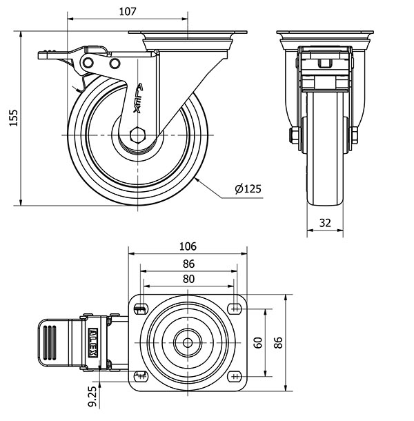 R.GIR.PLACA FR.INOX.10ZVIFD125-POAR POLIAMIX BLANCO-POLIUR.AZUL ROD.