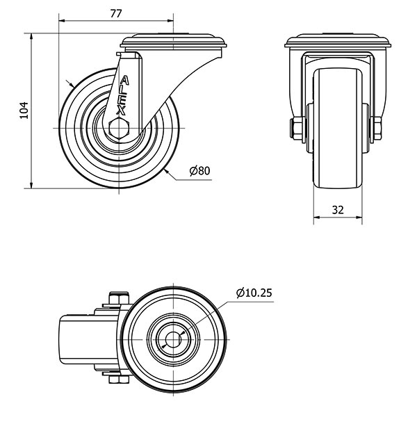 R.GIR.AGUJ.M10 INOX.20ZVLI80-POAR POLIAMIX BLANCO-POLIUR.AZUL RODILL