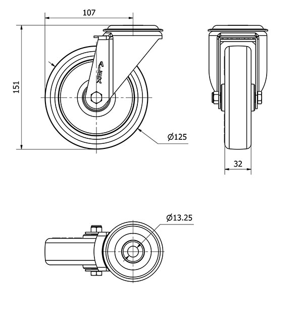 R.GIR.AGUJ.M12 INOX.20ZVI125-POAR POLIAMIX BLANCO-POLIUR.AZUL RODILL