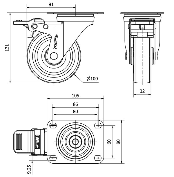 R.GIR.PLACA FR.INOX.10ZVLIFD100-POAR POLIAMIX BLANCO-POLIUR.AZUL ROD