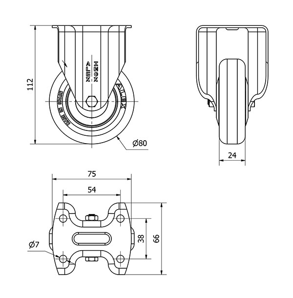 R.FIJA INOX.17BHI80CP-PGI POLIAMIX-GOMA GRIS EJE LISO