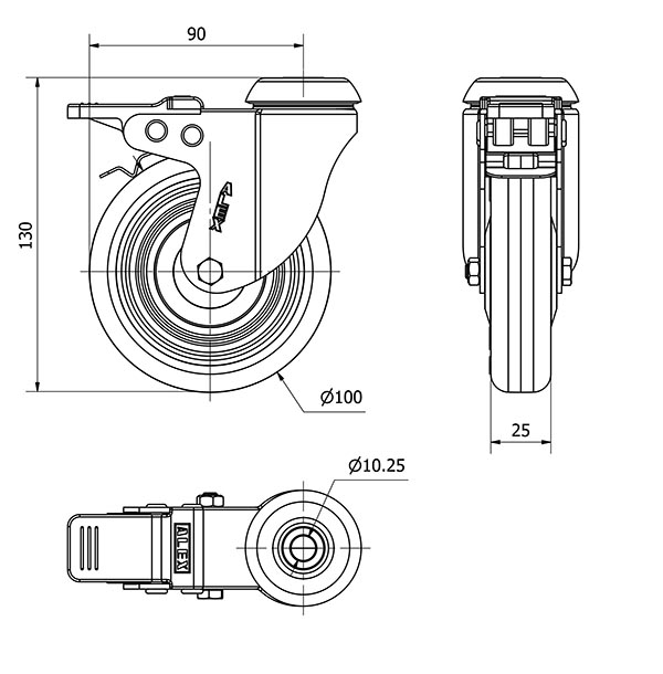 R.GIR.AGUJ.M10 FRENO INOX.20BHIFD100CP-PLGI POLIAMIX-GOMA GRIS LISO