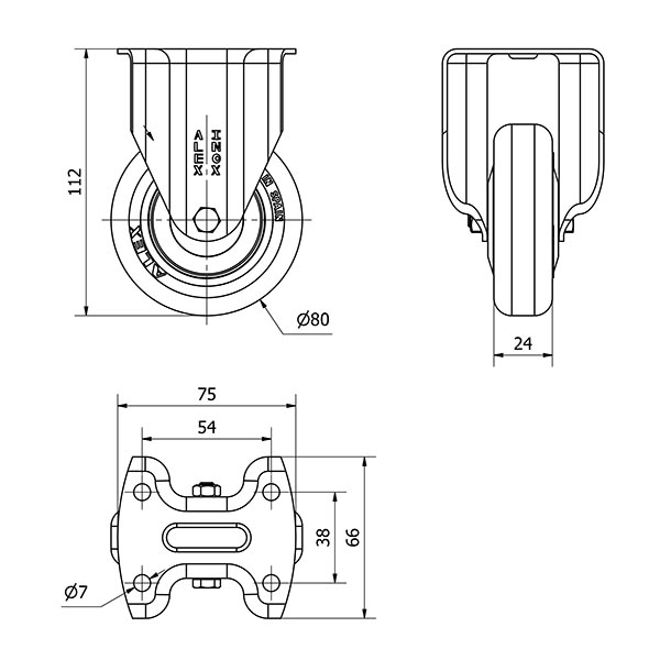 R.FIJA INOX.17BHI80CP-PPI POLIAMIX-POLIUR.ROJO EJE LISO