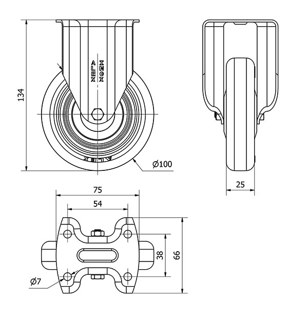 R.FIJA INOX.17BHI100CP-PPI POLIAMIX-POLIUR.ROJO EJE LISO