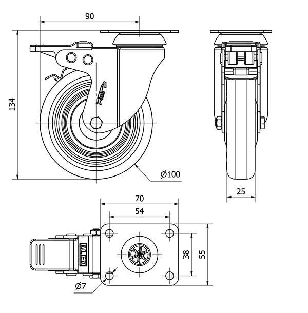 R.GIR.PLACA FRENO INOX.10BHIFD100CP-PPI POLIAMIX-POLIUR.ROJO LISO
