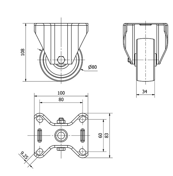R.FIJA INOX.17ZLI80-UT POLIAMIX BLANCO EJE LISO