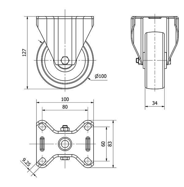R.FIJA INOX.17ZLI100-UT POLIAMIX BLANCO EJE LISO