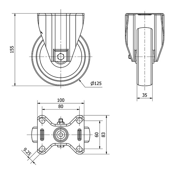 R.FIJA INOX.17ZLI125-UT POLIAMIX BLANCO EJE LISO