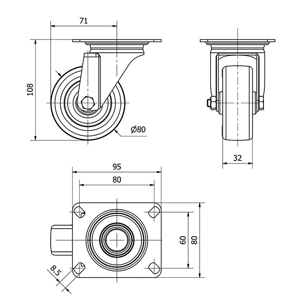 R.GIR.PLACA INOX.10ZLI80-POL POLIAMIX BLANCO-POLIUR.MARRON EJE LISO