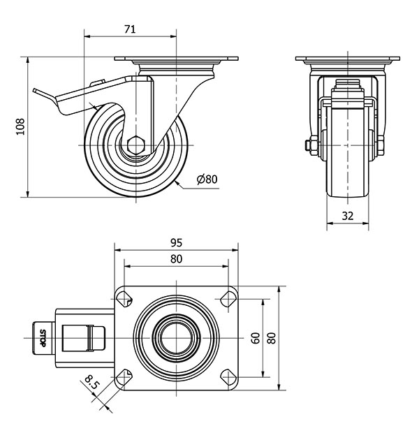 R.GIR.PLACA FR.INOX.10ZLIFD80-POL POLIAMIX BLANCO-POLIUR.MARRON LISO