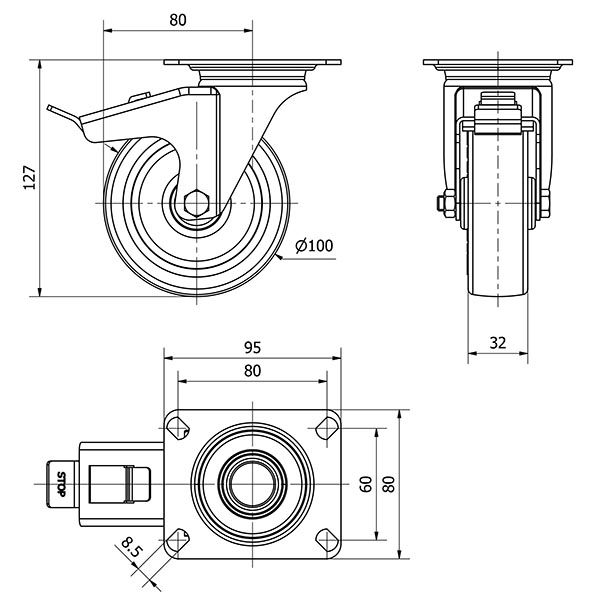R.GIR.PLACA FR.INOX.10ZLIFD100-POL POLIAMIX BLANC-POLIUR.MARRON LISO