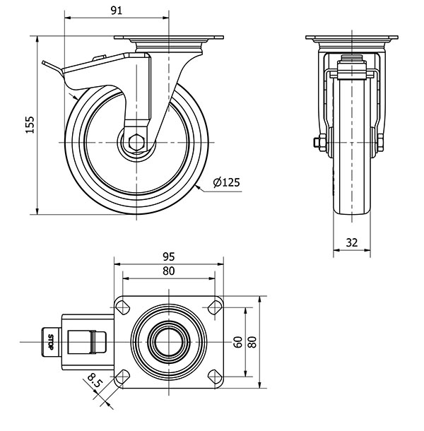 R.GIR.PLACA FR.INOX.10ZLIFD125-POL POLIAMIX BLANC-POLIUR.MARRON LISO