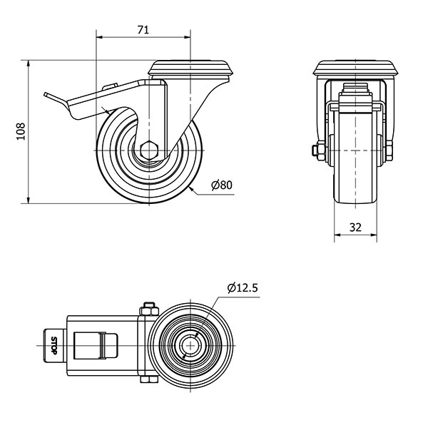 R.GIR.AGUJ.M12 FR.INOX.20ZLIFD80-POL POLIAMIX BL.-POLIUR.MARRON LISO