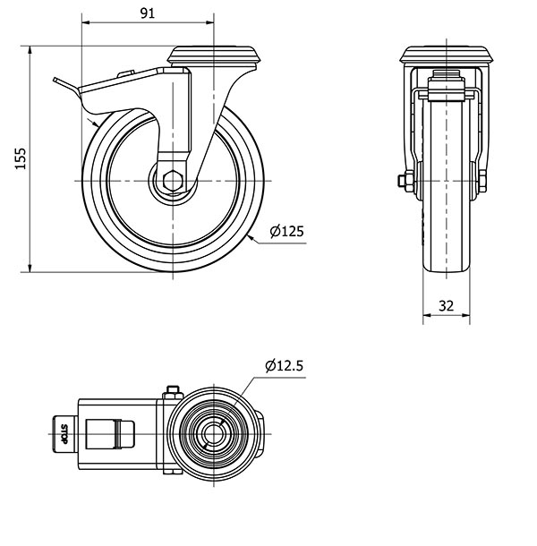 R.GIR.AGUJ.M12 FR.INOX.20ZLIFD125-POL POLIAMIX BL.-POLIUR.MARRON LIS
