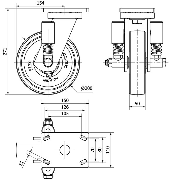 R.GIR.PLACA 10HLSE200-FTB SUSPENSION NYLON BLANCO EXTRAF.EJE BOLAS