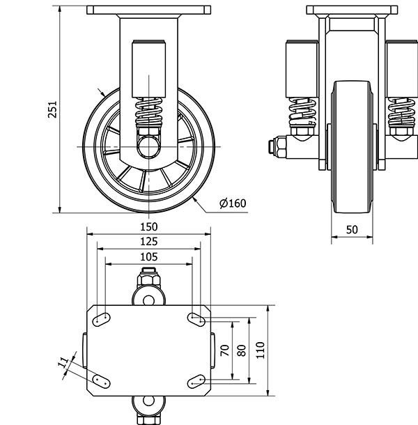 R.FIJA 17HLSE160-DEB SUSPENSION GOMA NEGRA ELASTICA EJE BOLAS