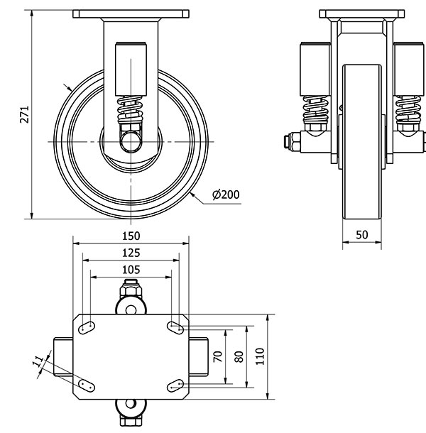 R.FIJA 17HLSE200-HUB SUSPENSION HIERRO-POLIUR.NARANJA EJE BOLAS