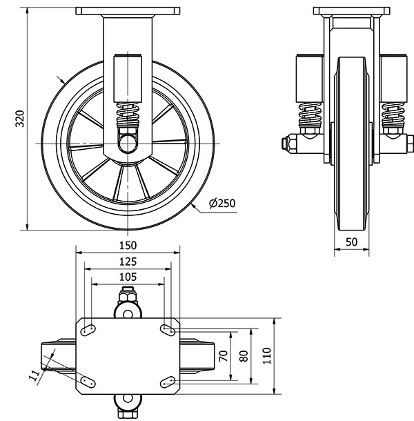 R.FIJA 17HLSE250-DEB SUSPENSION GOMA NEGRA ELASTICA EJE BOLAS