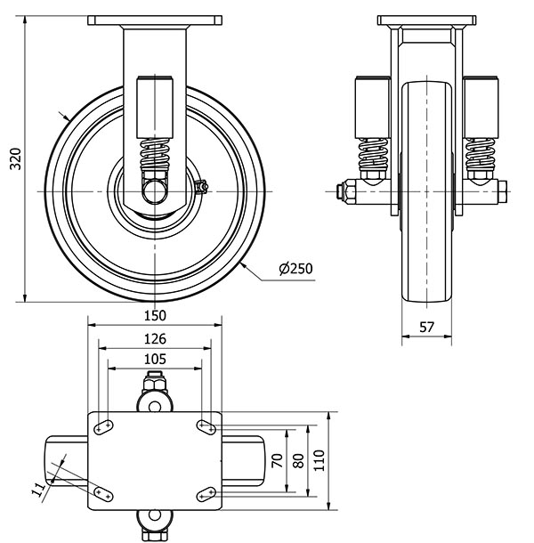 R.FIJA 17HLSE250-FTB SUSPENSION NYLON BLANCO EXTRAFUERTE EJE BOLAS