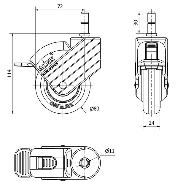 R.GIR.ESP.LISA M11x30 FR.AZUL 30HPFN80CP-PGI POLIAMIX-GOMA NEGR.LISO