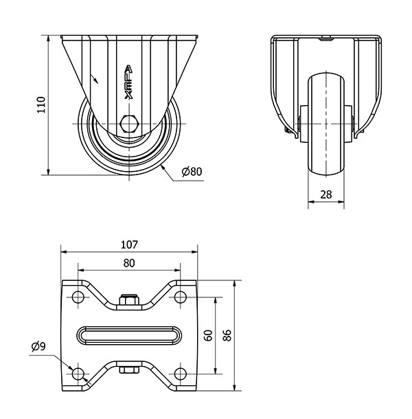R.FIJA 17ZVL80-PGZN POLIAMIX-GOMA GRIS INYECT.EJE LISO