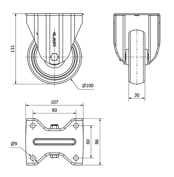 R.FIJA 17ZVL100-PGZN POLIAMIX-GOMA GRIS INYECT.EJE LISO