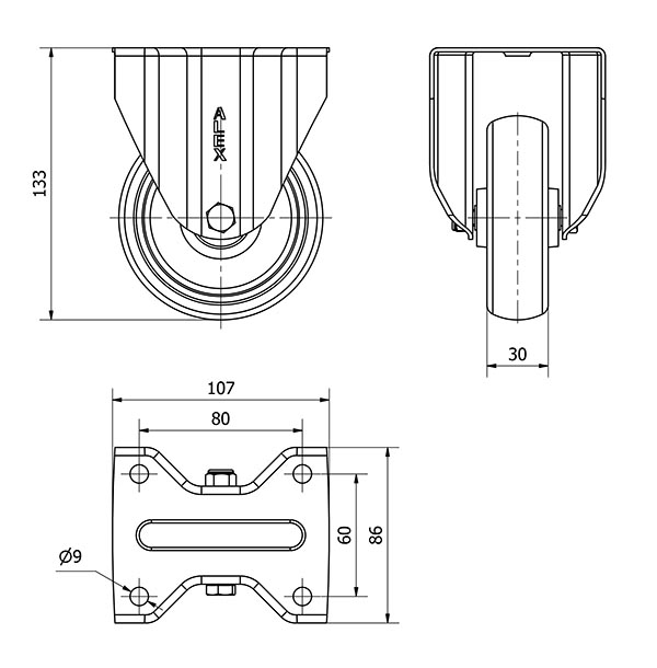 R.FIJA 17ZV100-PGZR POLIAMIX-GOMA GRIS INYECT.EJE RODILLOS