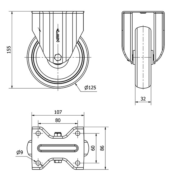 R.FIJA 17ZV125-PGZR POLIAMIX-GOMA GRIS INYECT.EJE RODILLOS