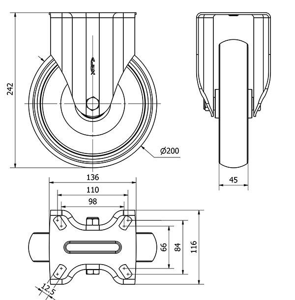 R.FIJA 17ZV200-PGZN POLIAMIX-GOMA GRIS INYECT.EJE LISO