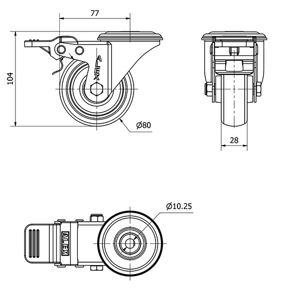 R.GIR.AGUJ.M10 FRENO 20ZVLFD80-PGZR POLIAMIX-GOMA GRIS INYECT.RODILL