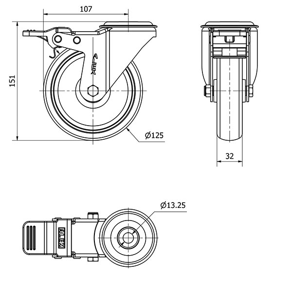 R.GIR.AGUJER.M12 FRENO 20ZVFD125-PGZN POLIAMIX-GOMA GRIS INYECT.LISO