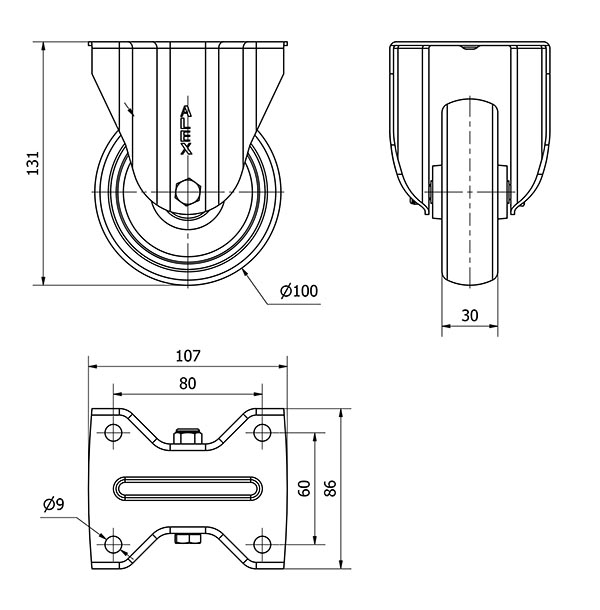 R.FIJA INOX.17ZVLI100-PGZN POLIAMIX-GOMA GRIS INYECT.EJE LISO