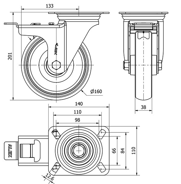 R.GIR.PLACA FR.INOX.10ZVIFD160-PGZN POLIAMIX-GOMA GRIS INYECT.LISO