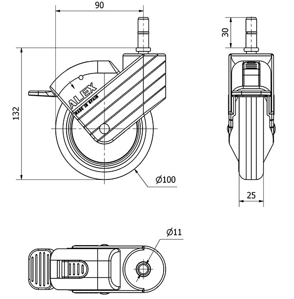 R.GIR.ESP.LISA M11x30 FR.GRIS 30HPFN100CP-PLGI POLIAMIX-GOM.GR.LISO