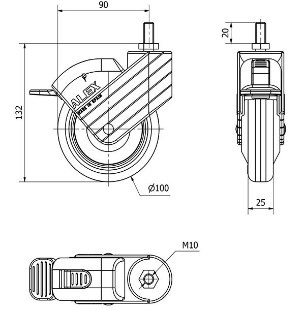 R.GIR.ESP.ROSC.M10x20 FR.GRIS 50HPFN100CP-PLGI POLIAMIX-GOM.GR.LISO