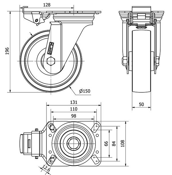 R.GIR.PLACA MEC.DIR.10ZVMD150-TA HIERRO FUNDIDO EJE LISO
