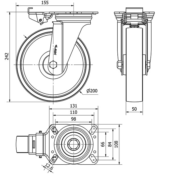 R.GIR.PLACA MEC.DIR.10ZVMD200-TA HIERRO FUNDIDO EJE LISO