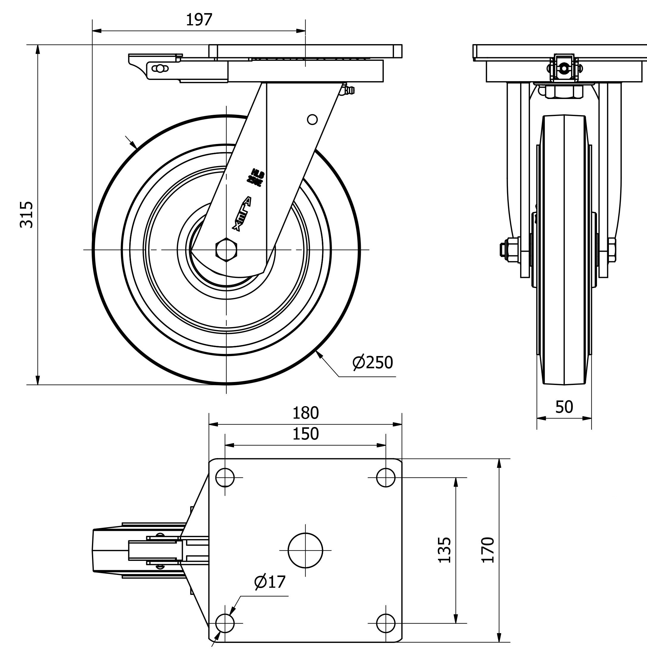 R.GIR.PLACA MEC.DIR.10HLBMD250H-HGB HIERRO-GOMA NEGRA NATURAL BOLAS