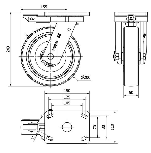R.GIR.PLACA MEC.DIR.10HLBMD200-POB NYLON BLANCO-POLIUR.ROJO BOLAS