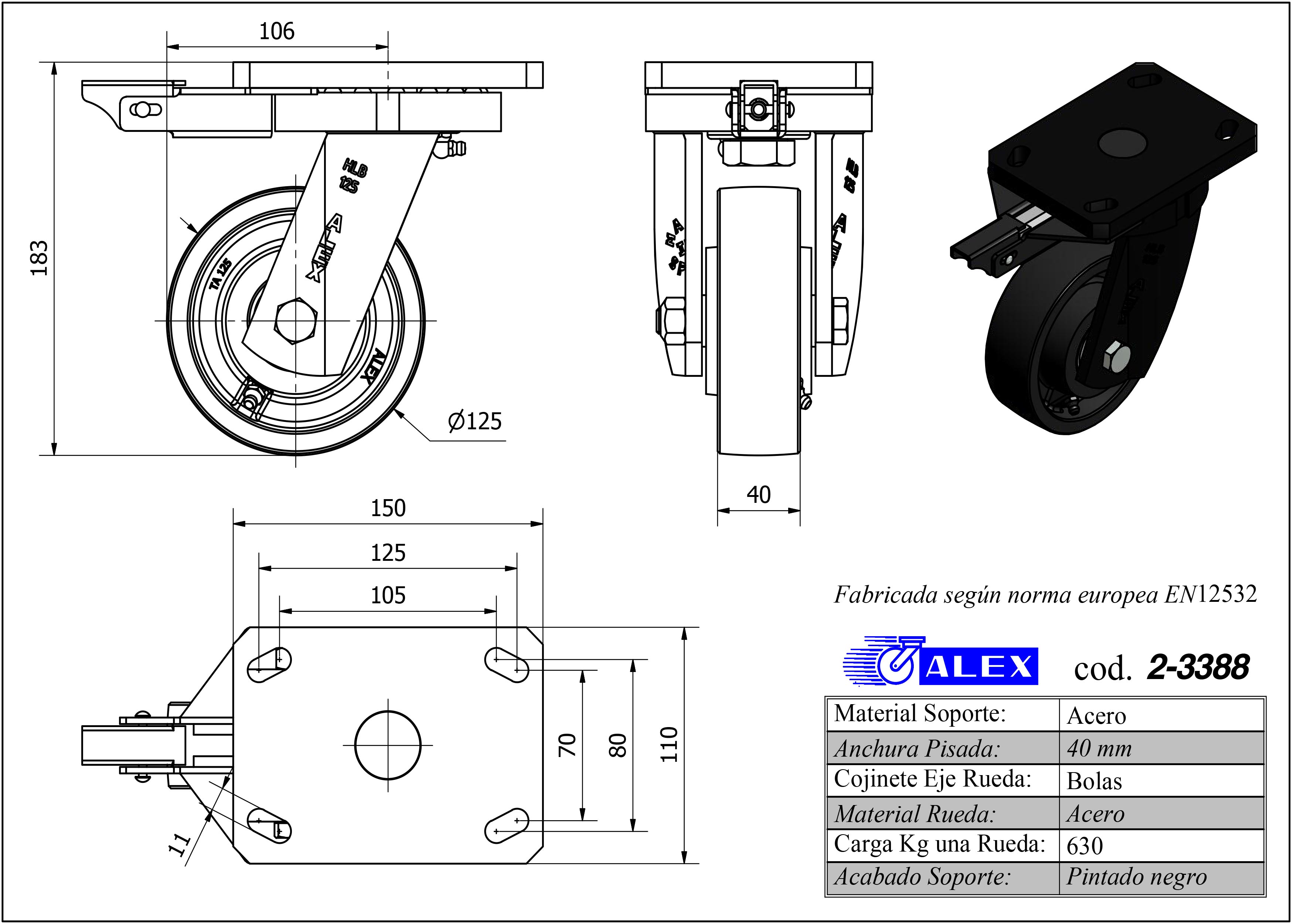 R.GIR.PLACA MEC.DIR.10HLBMD125-CIB HIERRO FUNDIDO EJE BOLAS