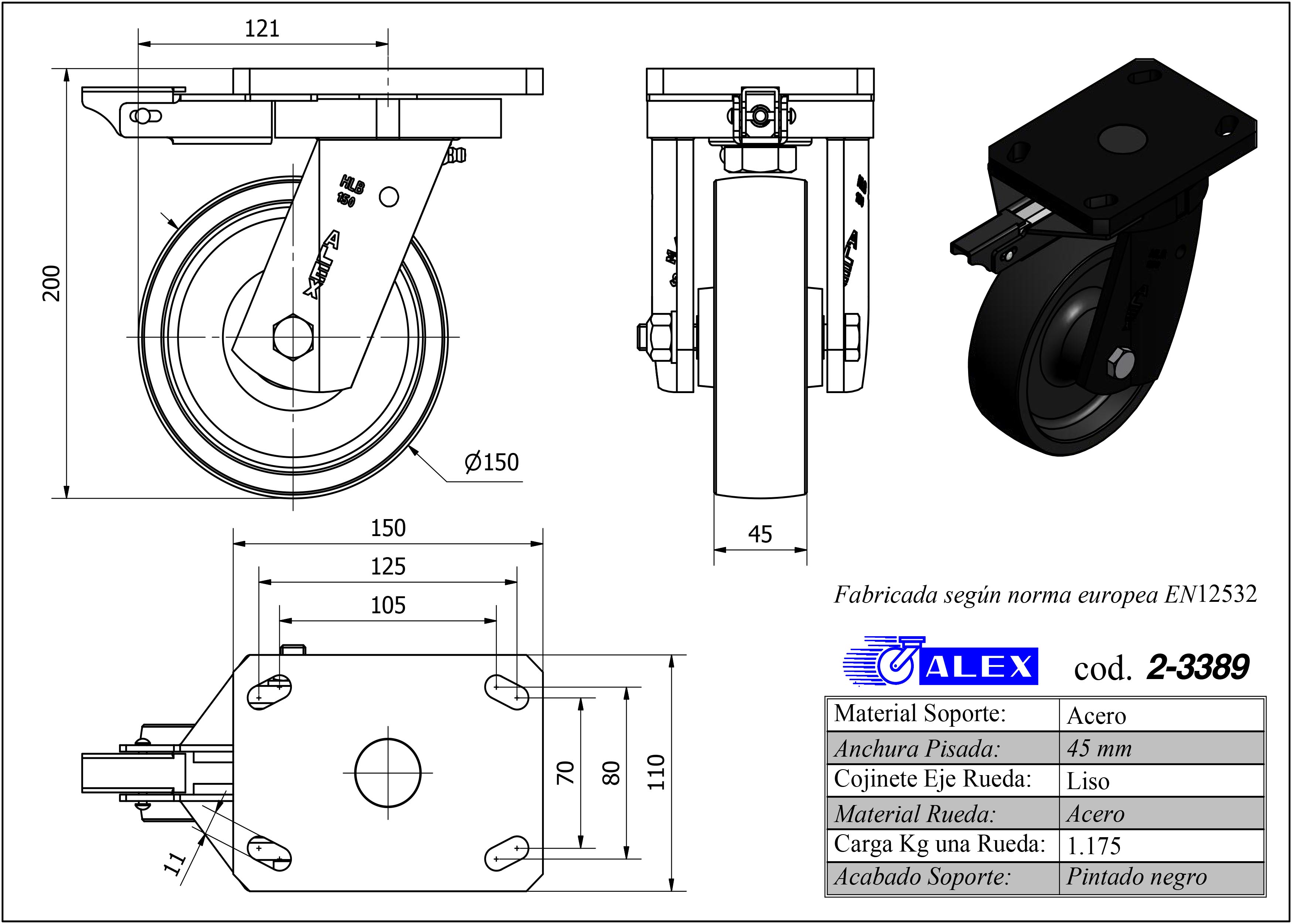 R.GIR.PLACA MEC.DIR.10HLBMD150-CI HIERRO FUNDIDO EJE LISO