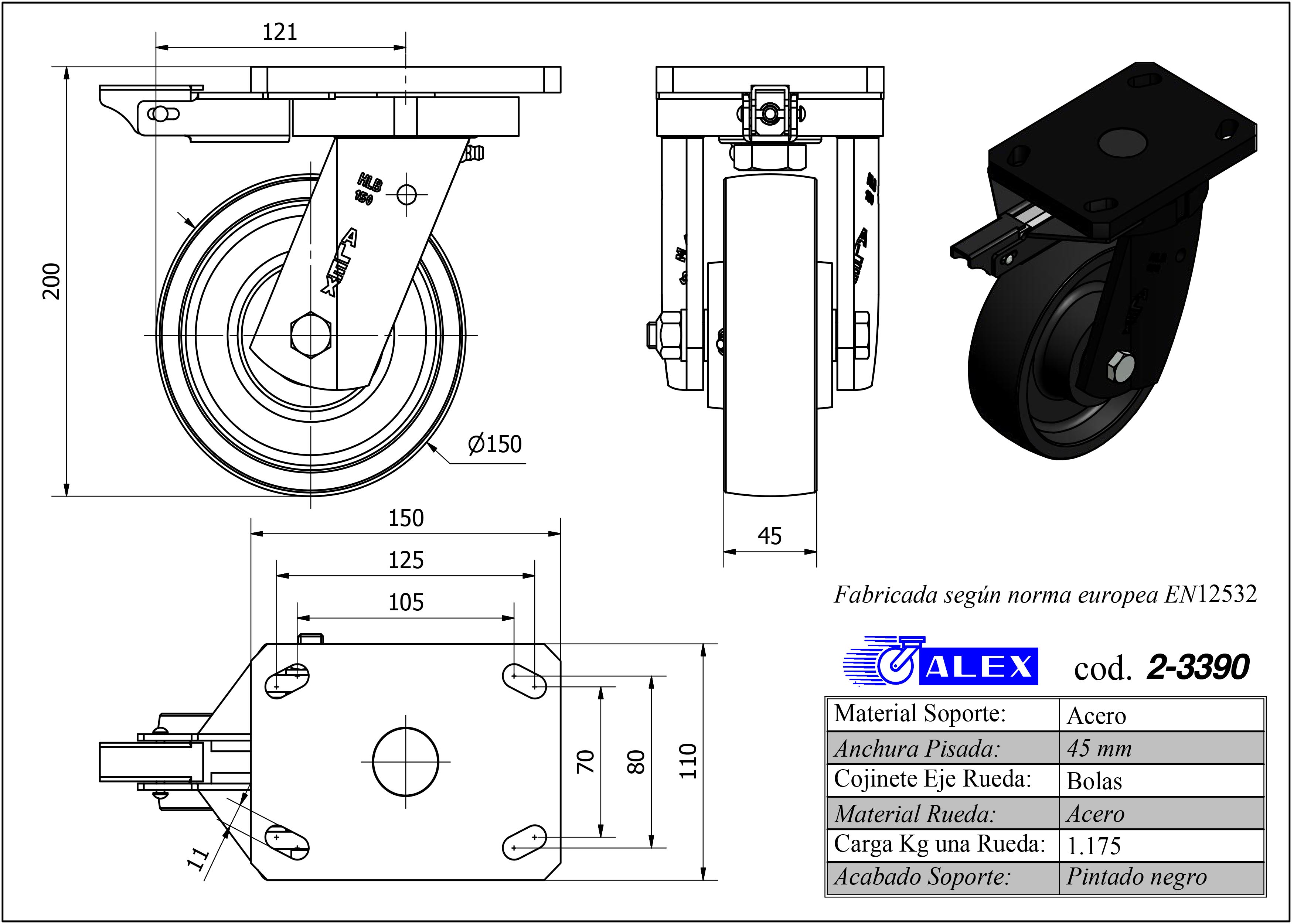 R.GIR.PLACA MEC.DIR.10HLBMD150-CIB HIERRO FUNDIDO EJE BOLAS