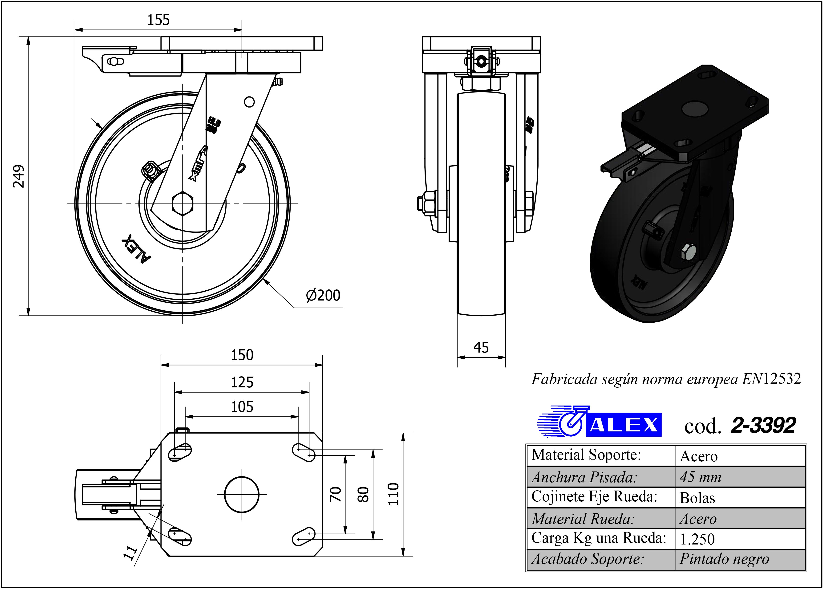 R.GIR.PLACA MEC.DIR.10HLBMD200-CIB HIERRO FUNDIDO EJE BOLAS