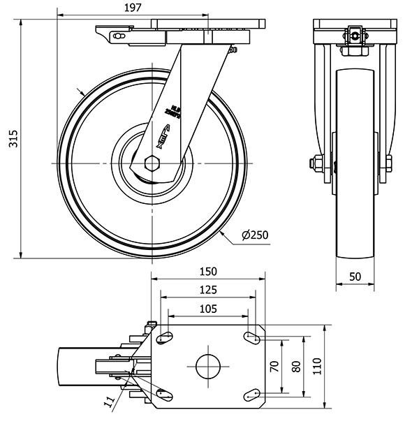 R.GIR.PLACA MEC.DIR.10HLBMD250E-CIB HIERRO FUNDIDO EJE BOLAS