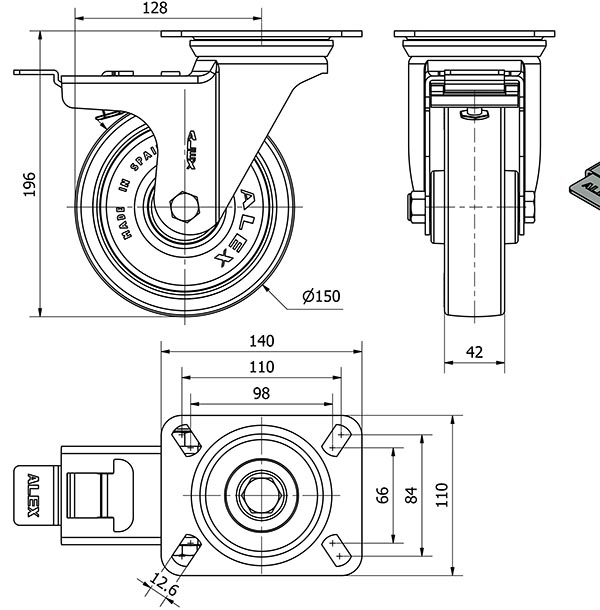 R.GIR.PLACA FRENO 10ZVFD150-POLR POLIAMIX BLANCO-POLIUR.MARRON RODIL
