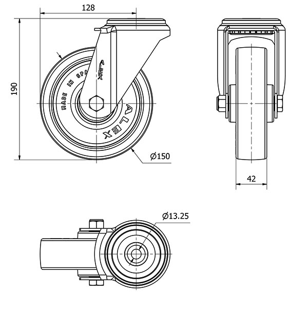 R.GIR.AGUJERO M12 20ZV150-POLR POLIAMIX BLANCO-POLIUR.MARRON RODILL.