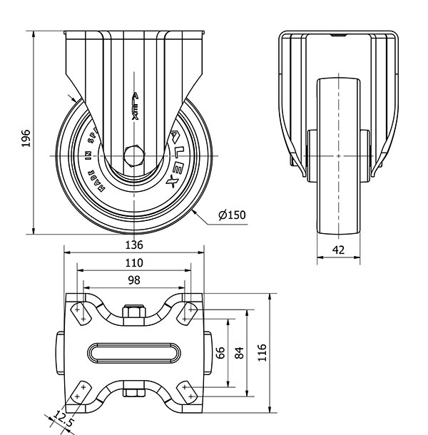 R.FIJA 17ZV150-POAR POLIAMIX BLANCO-POLIUR.AZUL EJE RODILLOS