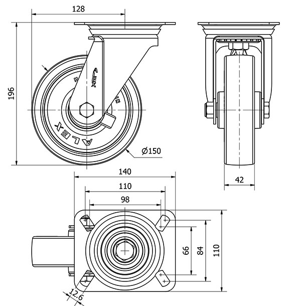 R.GIR.PLACA INOX.10ZVI150-POLR POLIAMIX BLANCO-POLIUR.MARRON RODILL.