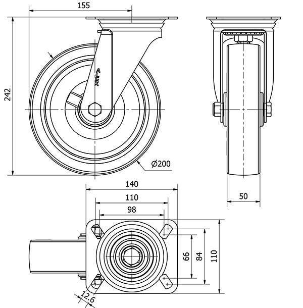 R.GIR.PLACA INOX.10ZVI200-POLR POLIAMIX BLANCO-POLIUR.MARRON RODILL.