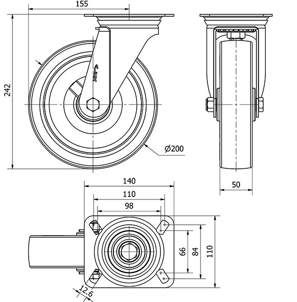R.GIR.PLACA INOX.10ZVI200-POAR POLIAMIX BLANCO-POLIUR.AZUL RODILLOS
